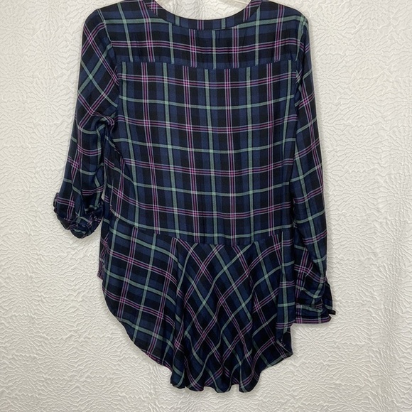 LUCKY BRAND Women’s Plaid V-neck Button Down Shirt Size Small - Picture 7 of 14